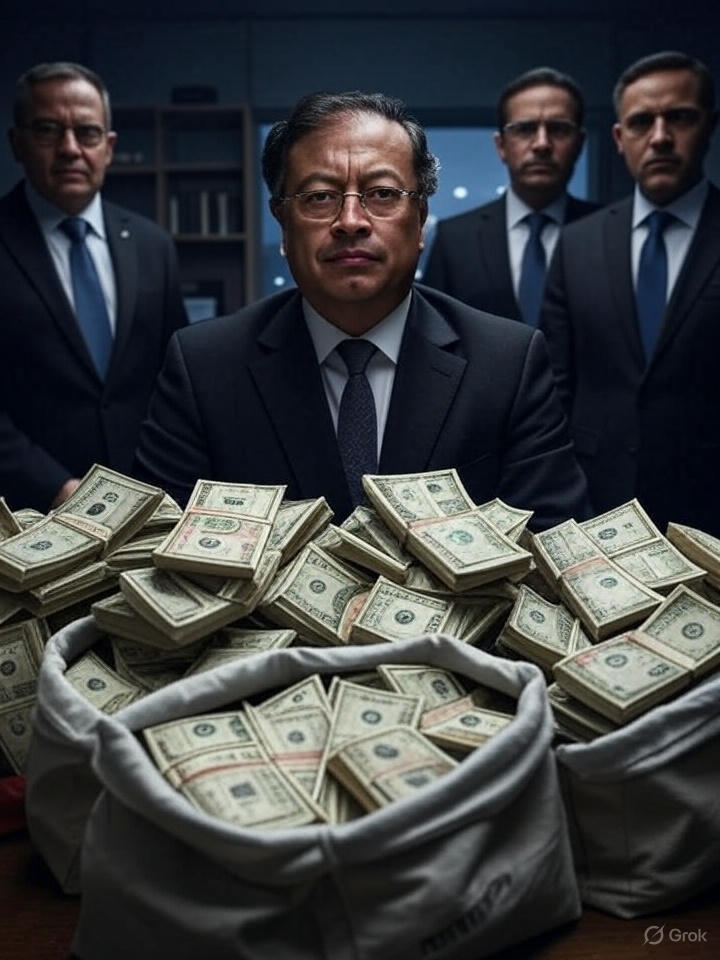 Imagen Petro con bolsas de dinero elecciones en Colombia