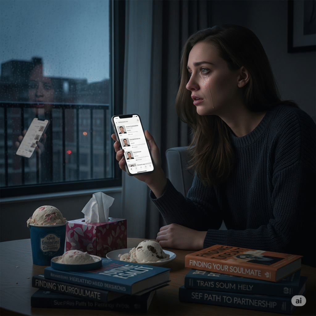 mujer viendo lejos llora