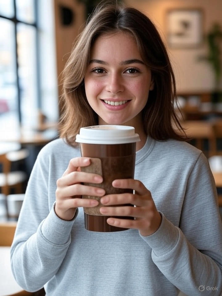 Mujer y taza de café