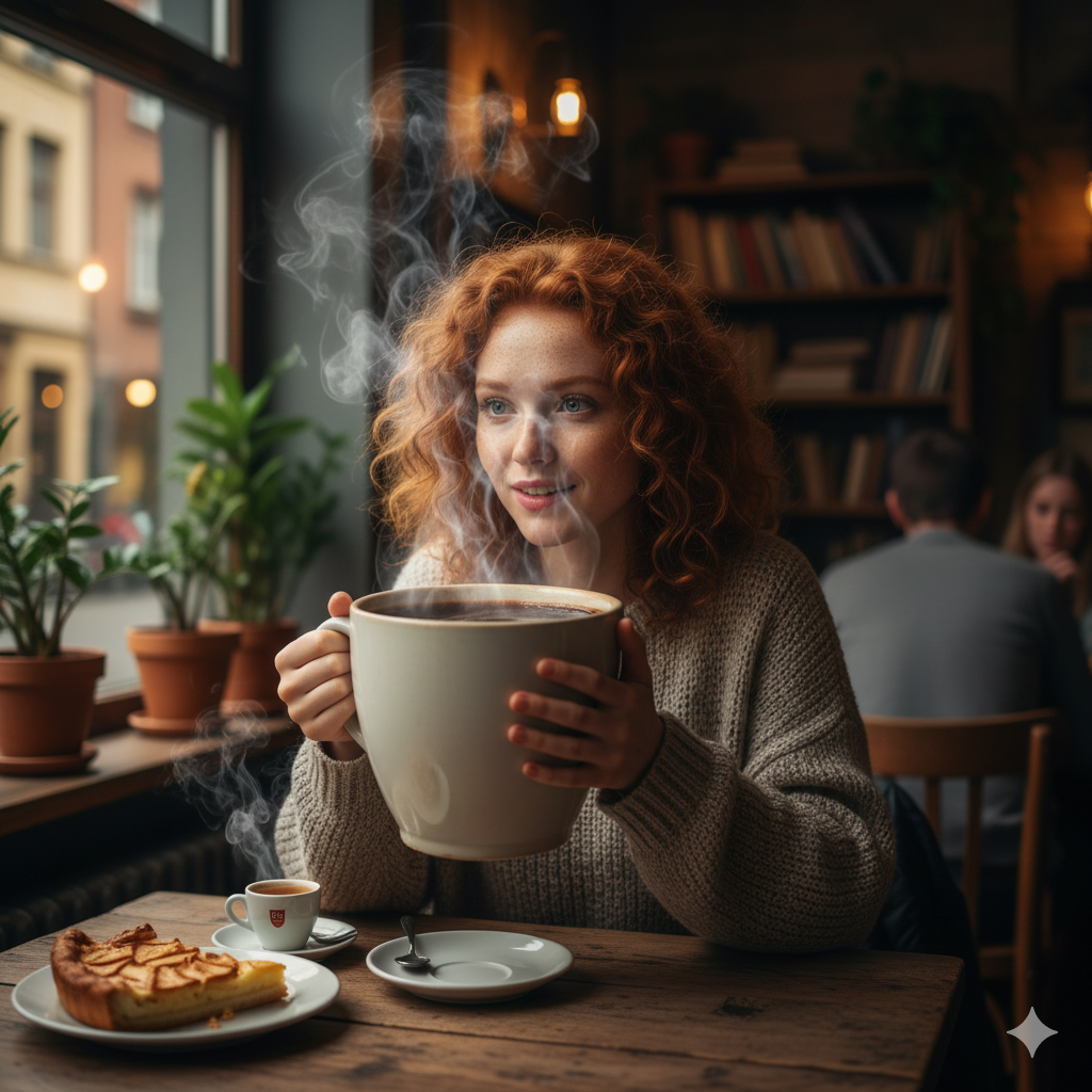 Taza gigante de café mujer