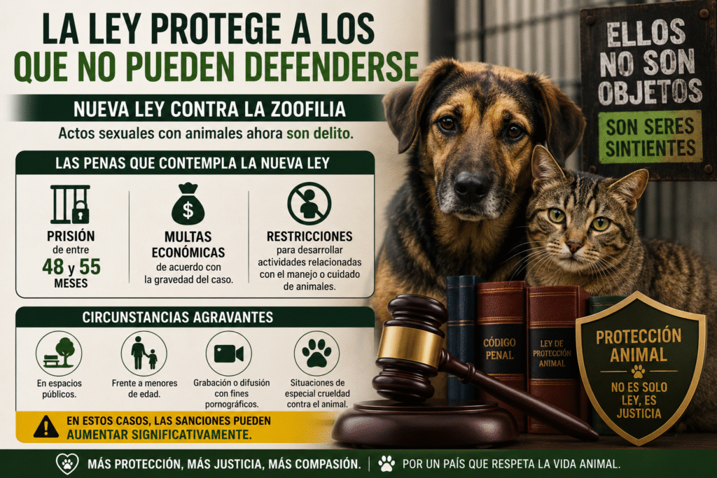 La zoofilia será castigada con cárcel. Penas