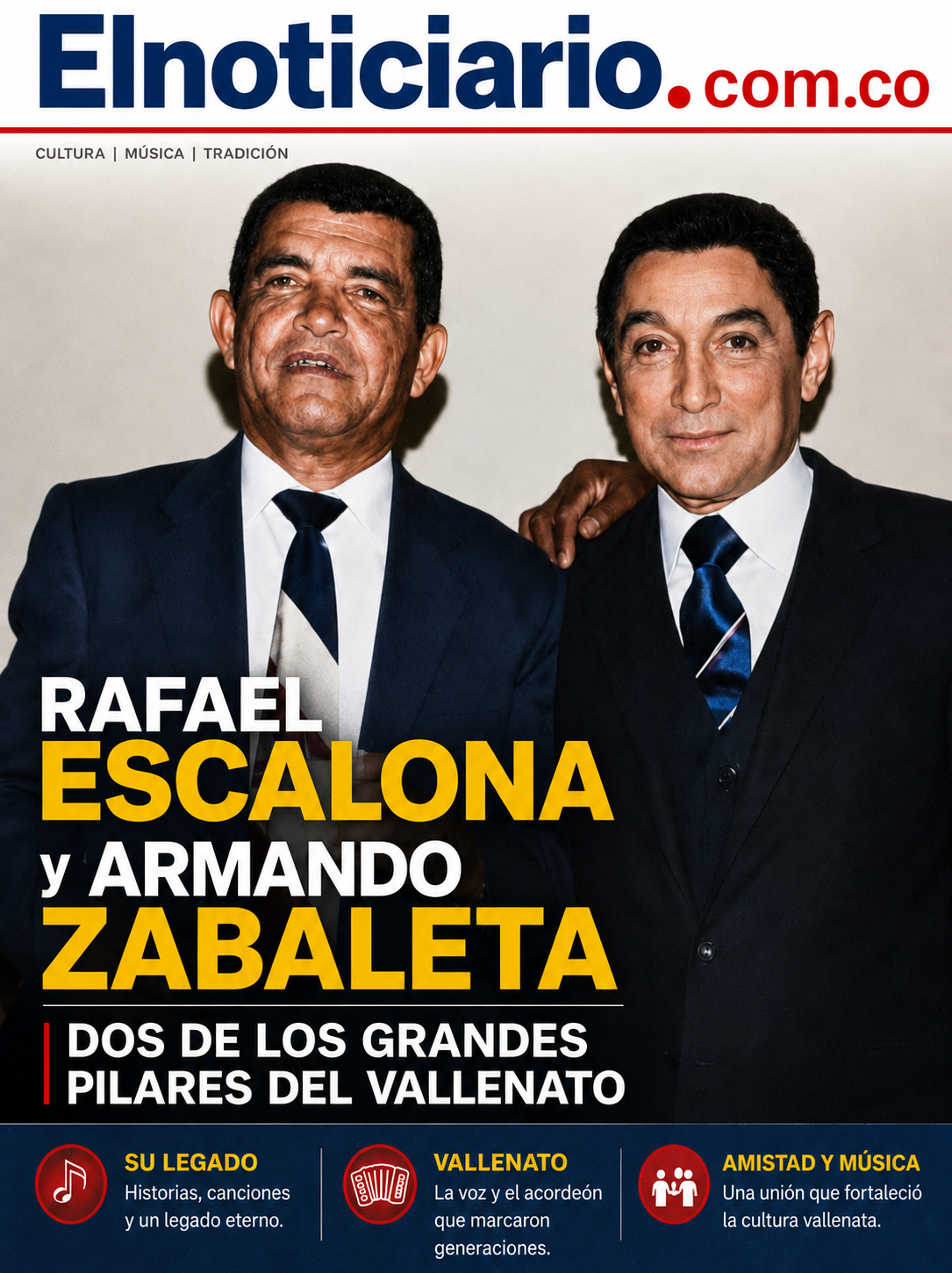 Pilares vallenato Rafael Escalona y Armando Zabaleta